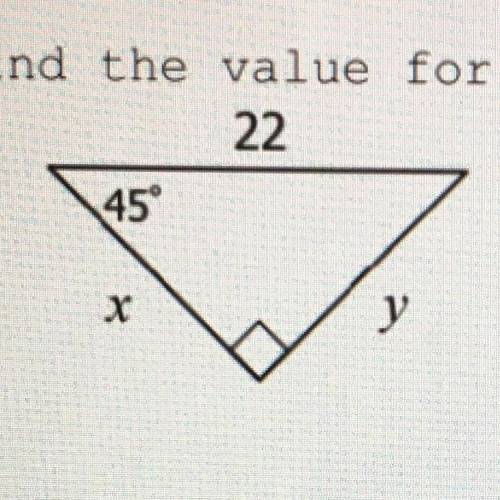 Find the value for x and y (NEED HELP ASAP)