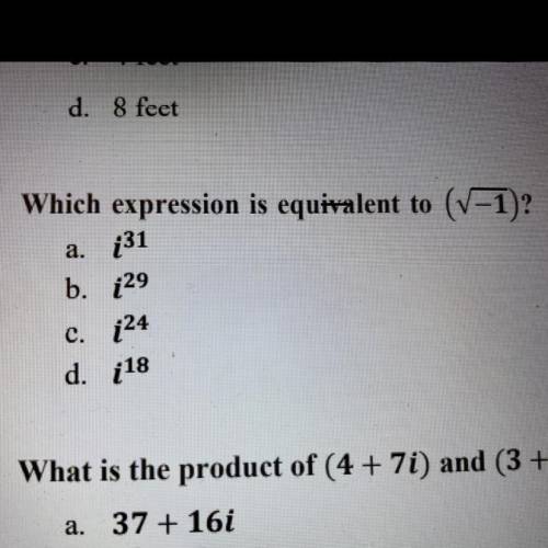 Which expression is equivalent to
(V-1)
a. 31
b. 29
c. 124
d. ¡18