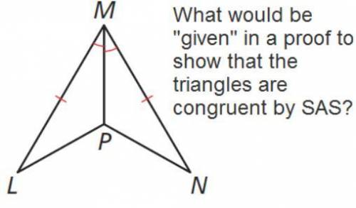 What would be given in a proof to show that the triangles are congruent by SAS