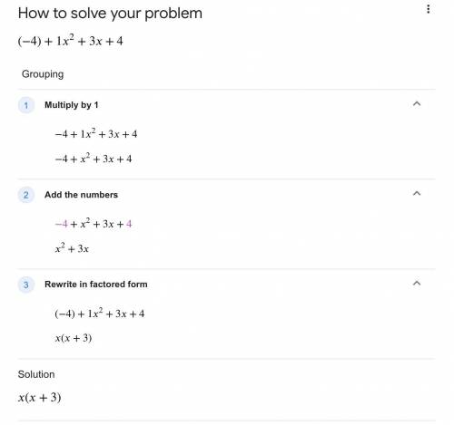 #1 (-4) + 1x^{2} + 3x + 4

#2 2(2^{2} +4) – (2+3) + 10
#3 16+6^{2} (25-6x2)-(14+2^{3} )
#4 2^{2} +7