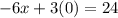 -6x+3(0)=24