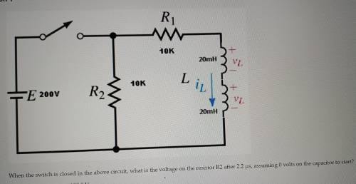 When the switch is closed in the above circuit, what is the voltage on the resistor R1 and R2 after
