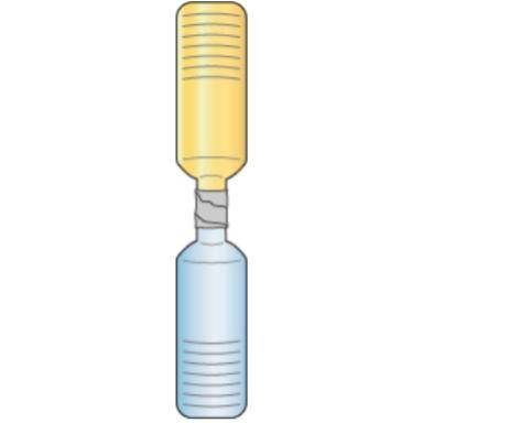 Two bottles of water are used in an experiment. One bottle is heated and yellow food coloring is ad