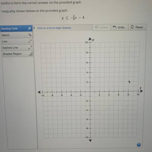 Graph the linear inequality shown below on the provided graph