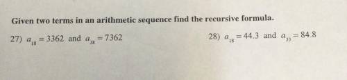 Given two terms in an arithmetic sequence find the recursive formula.