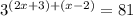 3^{(2x+3)+(x-2)} = 81