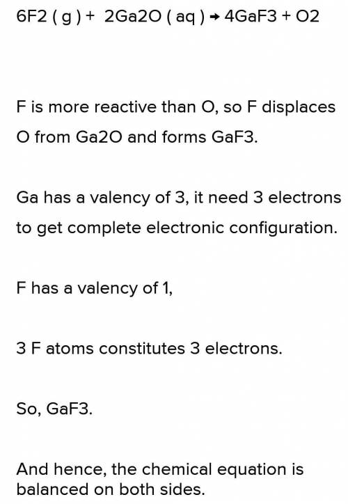 F2 ( g ) + Ga2O ( aq ) →