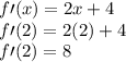 \displaystyle \large{f\prime(x)=2x+4}\\\displaystyle \large{f\prime(2)=2(2)+4}\\\displaystyle \large{f\prime(2)=8}