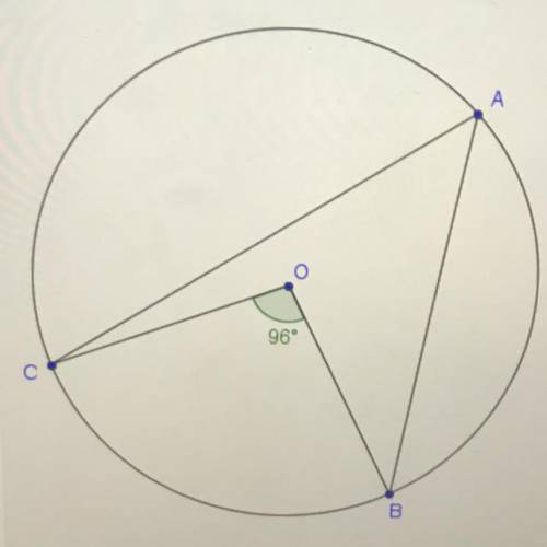 Point O is the center of this circle. What is m CAB?
A.55
B.48
C.45
D.35