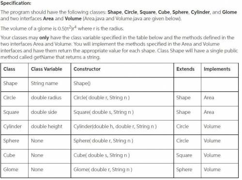 Advanced java

For this assignment you will write a program to represent geometric shapes and some