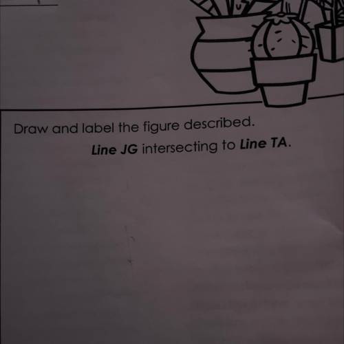 Draw and label the figure describe line JG intersecting to line ta