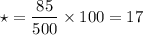 $\star = \frac{85}{500} \times 100 = 17$