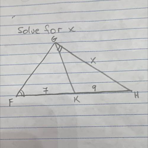 Please see figure below. Solve for x.