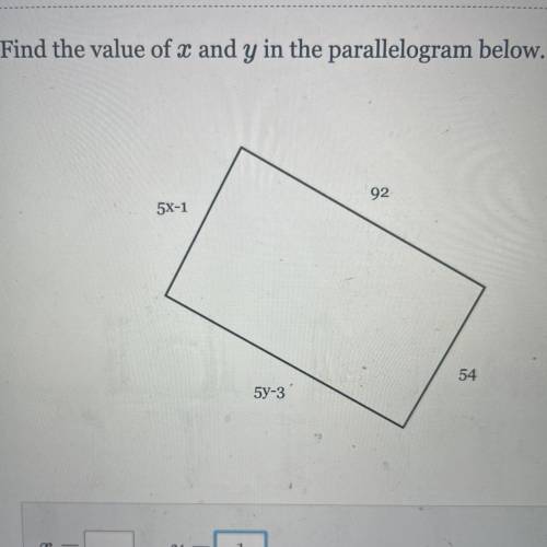 Find the value of x and y