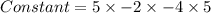 Constant = 5 \times -2 \times -4 \times 5