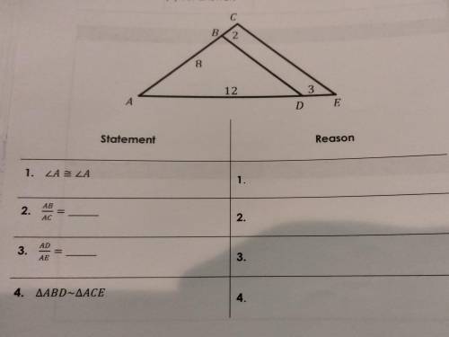 Determine if the two triangles are similar. If so, write a similarity statement for the triangles.