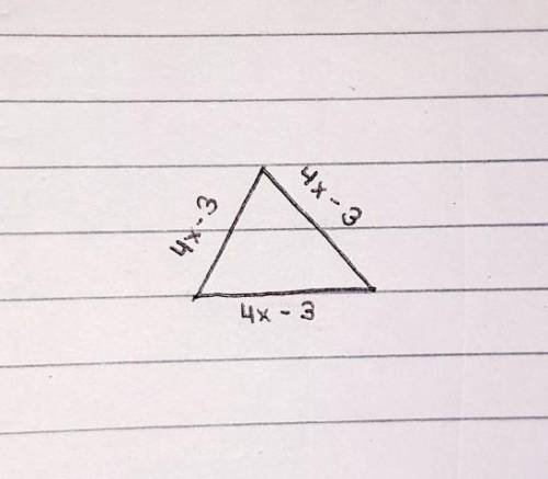 I need equation and solution. The perimeter of an equilateral triangle is

63 inches. If the length