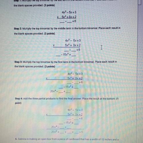 PLEASE HELP!!!

Multiply the top trinomial by the last term in the bottom to normal place each res