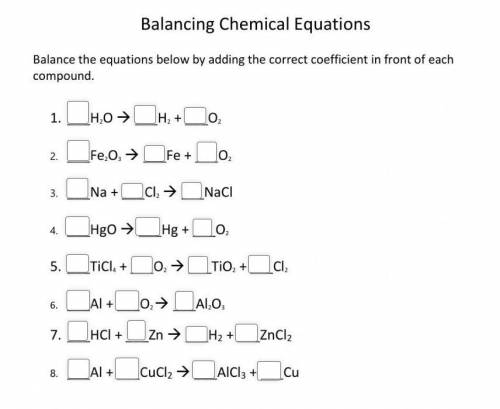 Balancing chemical equations
(8 questions)
