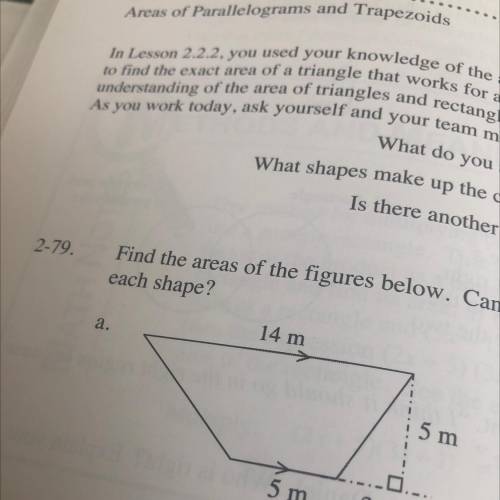 Find the areas of the figures below. C:
each shape?
14 m
5 m
5 m
-0..
3 m