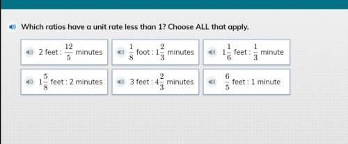 Which ratios have a unit rate less than 1? Choose all that apply