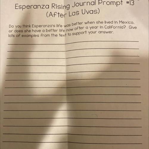 Do you

I think Esperanza's life was better when she lived in Mexico.
or does she have a better li