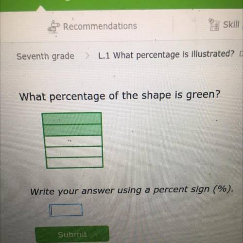 What percentage of the shape is green?