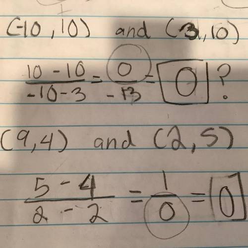 Find the Slope:

Question: hi!! I’m using the (y2-y1)/(x2-x1) formula. But I get confused because