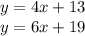 y=4x+13\\y=6x+19