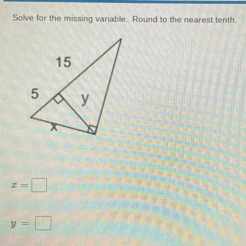 Solve for the missing variable. Round to the nearest tenth.