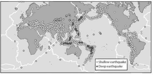 Look at the figures showing the distribution of volcanoes and earthquakes. Why do volcanoes and ear