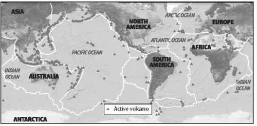 Look at the figures showing the distribution of volcanoes and earthquakes. Why do volcanoes and ear