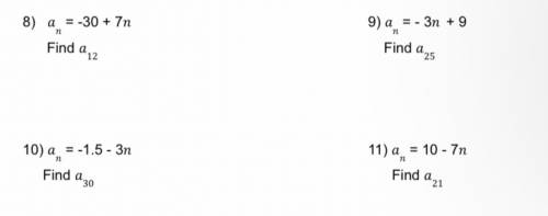 Given the explicit formula for an arithmetic sequence, find the first five terms and the

term nam