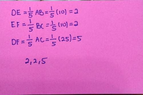 Question 1 of 40

If AABC ~ ADEF and the scale factor from AABC to ADEF is , what are the
lengths o