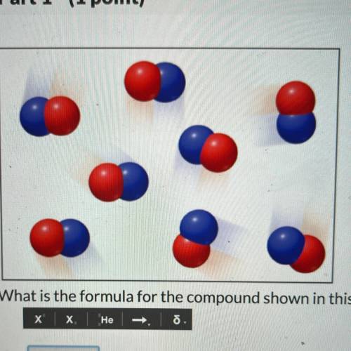 What is the formula for the compound shown in this depiction? Use R to indicate red atoms and B to