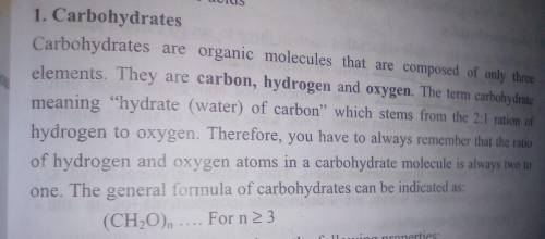 Which element is NOT part of the molecular formula of carbohydrates?

A:Carbon 
B:hydrogen
C:oxygen