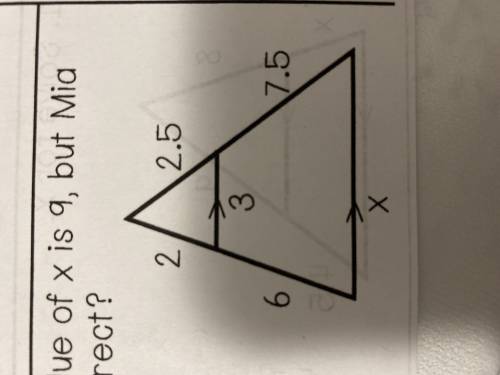 Given the diagram below, Philip thinks the value of x is 9, but Mia thinks the value of x is 12. Wh