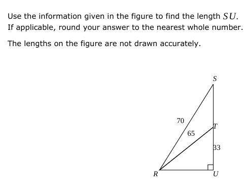 Use the information given in the figure to find the length SU .

If applicable, round your answer