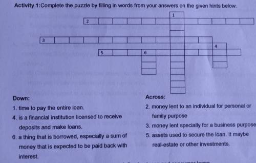 Complete the puzzle by filling in words from your answer on the given hints below