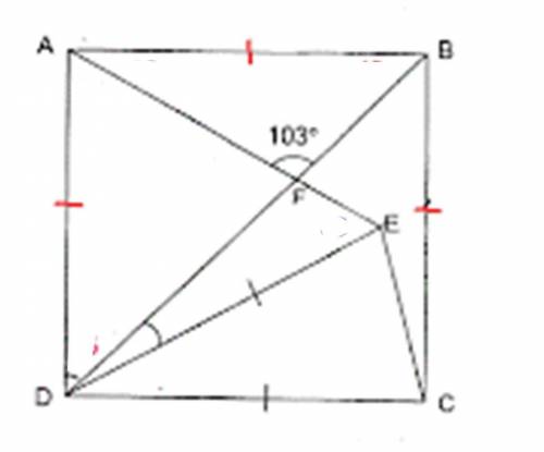 Show Work In the figure ABCD is a square, DC= DE, AFE and BFD are straight lines. Given tat ∠AFB is