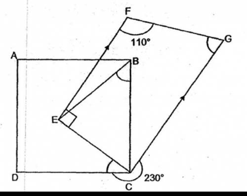 Please show work answer fast In the figure, ABCD is a square and EFGC is a trapezoid. CE = BE, ∠EFG