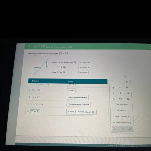 Use the given information to prove that SR is congruent to PR