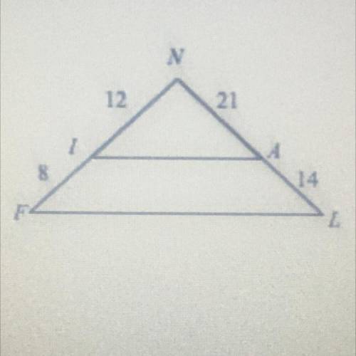 Determine whether or not the triangles at right are similar. If they are similar, write a flow char