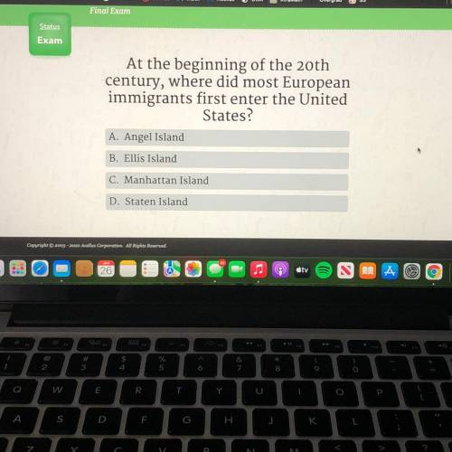 At the beginning of the 20th

century, where did most European
immigrants first enter the United
S