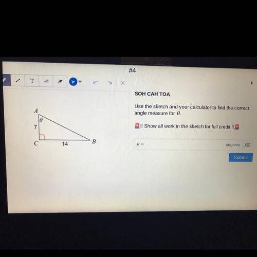HELPPP MATH, Use the sketch and your calculator to find the correct angle measure for 0