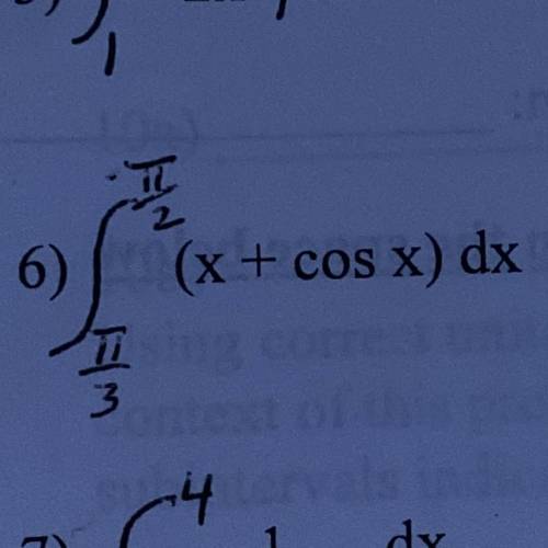 Evaluate the definite integral from pi/3 to pi/2 of (x+cosx) dx