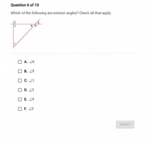 Which of the following are exterior angles? Check all that apply