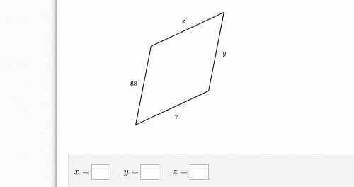 Find the length of the three missing sides in the rhombus below.
giving brainlist answer