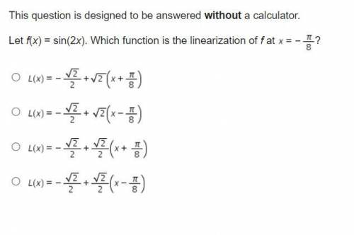 HELP!!

This question is designed to be answered without a calculator.
Let f(x) = sin(2x). Which f