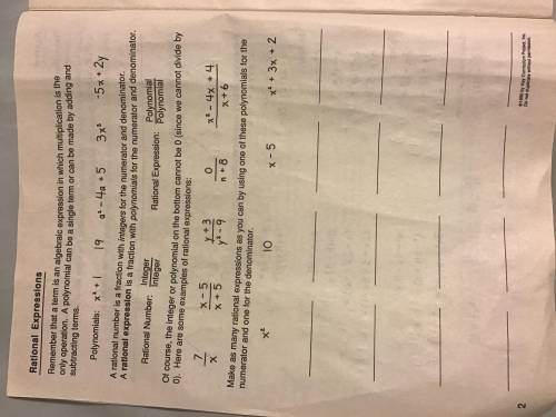 Rational Expression. Make as many rational expression as you can by using one these polynomials for